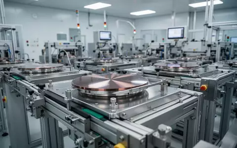 Moderne Halbleiter-Fertigungsanlage mit automatisierten Silizium-Wafer-Transportsystemen in einem Reinraum. - Foto: über boerse-global.de
