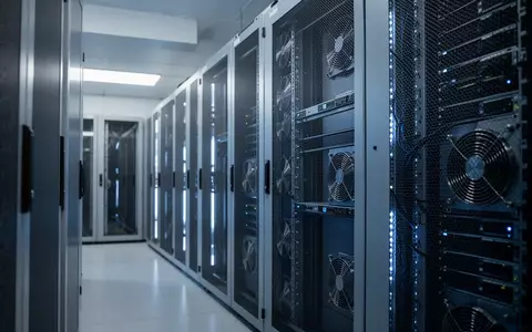 Moderne Serverraum-Infrastruktur mit blauer Beleuchtung zur Veranschaulichung von Cloud-Computing und Inferenz-Effizienz. - Foto: über boerse-global.de