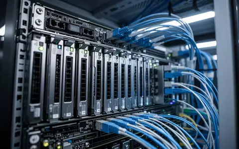Nahaufnahme von Server-Hardware und Glasfaserverkabelung in einem modernen Hochleistungs-Rechenzentrum. - Foto: über boerse-global.de