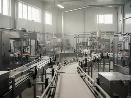 Moderne Produktionshalle einer Lebensmittelfabrik mit Edelstahlanlagen und Förderbändern in Sachsen-Anhalt. - Foto: über boerse-global.de