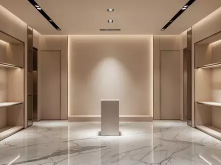Minimalistisches Interieur einer Luxus-Boutique mit eleganten architektonischen Linien und sanfter Beleuchtung. - Foto: über boerse-global.de