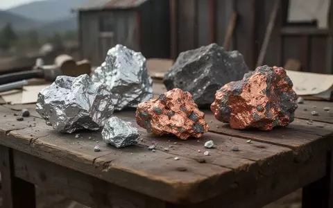 Nahaufnahme von silber- und kupferhaltigen Mineralproben auf einem Holztisch in einem Bergbaucamp. - Foto: über boerse-global.de