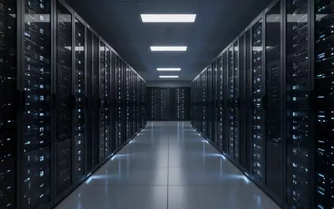 Moderne Serverräume in einem Rechenzentrum mit blau beleuchteten Server-Racks in einer sterilen, professionellen Umgebung. - Foto: über boerse-global.de