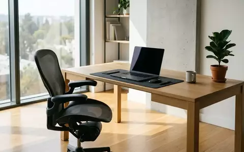 Ein moderner, minimalistischer Büroarbeitsplatz mit einem Laptop mit ausgeschaltetem Bildschirm in einem hellen Raum. - Foto: über boerse-global.de