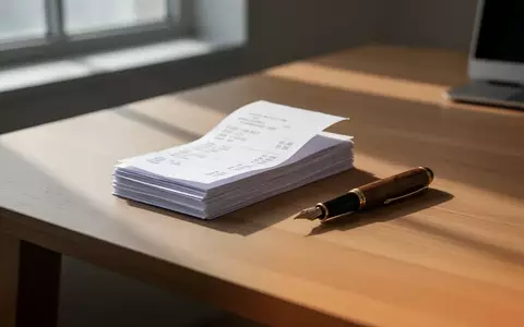 Ein Stapel von Steuerbelegen auf einem hölzernen Schreibtisch in einem hellen Büro. - Foto: über boerse-global.de