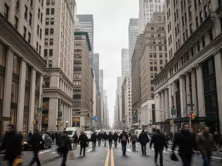Blick auf ein Finanzviertel mit modernen Bürogebäuden an einem bewölkten Tag. - Foto: über boerse-global.de