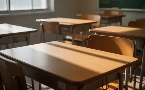 Leere Schulbänke in einem sonnendurchfluteten Klassenzimmer ohne elektronische Geräte. - Foto: über boerse-global.de
