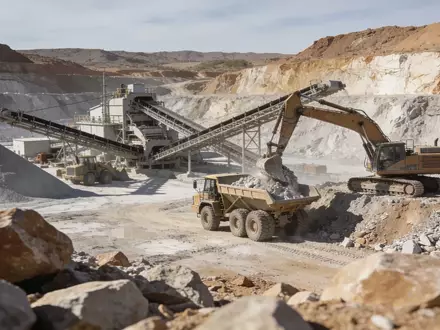 Moderne Lithium-Förderanlage in einer weitläufigen Industrielandschaft bei natürlichem Tageslicht. - Foto: über boerse-global.de