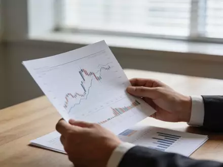 Nahaufnahme von Händen, die Finanzcharts an einem Schreibtisch prüfen, in einer professionellen Büroumgebung. - Foto: über boerse-global.de