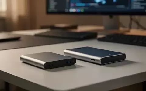 Zwei moderne, kompakte SSD-Speicherlaufwerke liegen auf einer minimalistischen, aufgeräumten Schreibtischoberfläche. - Foto: über boerse-global.de
