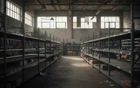 Leere Gänge in einem Baumarkt mit unbesetzten Regalen in einer verlassenen Filiale. - Foto: über boerse-global.de