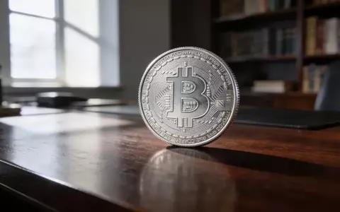 Eine einzelne physische Bitcoin-Münze auf einem eleganten Schreibtisch in einem professionellen Büro. - Foto: über boerse-global.de