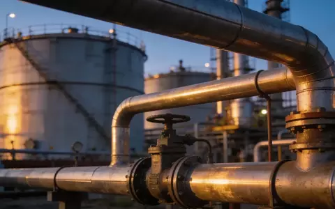 Industrielle Ölraffinerie bei Dämmerung mit Fokus auf Metallrohre und Lagertanks. - Foto: über boerse-global.de