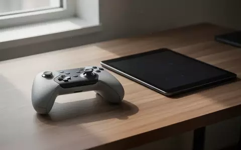 Ein moderner Gaming-Controller auf einem Schreibtisch neben einem dunklen Tablet in einer ruhigen, hellen Arbeitsumgebung. - Foto: über boerse-global.de