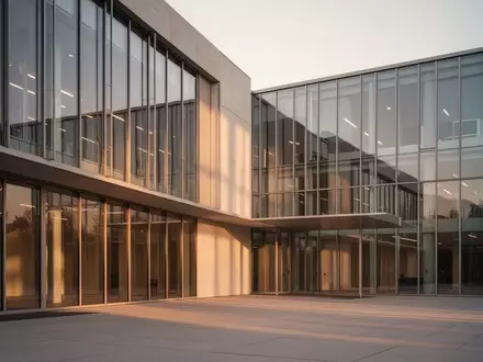 Modernes Verwaltungsgebäude in der Abendsonne als Symbol für bürokratische Strukturen und wirtschaftliche Reformen. - Foto: über boerse-global.de