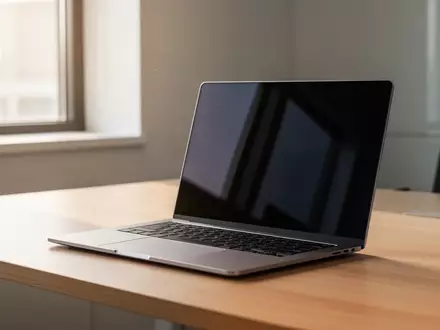 Ein schlankes silbernes Acer-Notebook auf einem minimalistischen Schreibtisch in einem modernen Büro. - Foto: über boerse-global.de