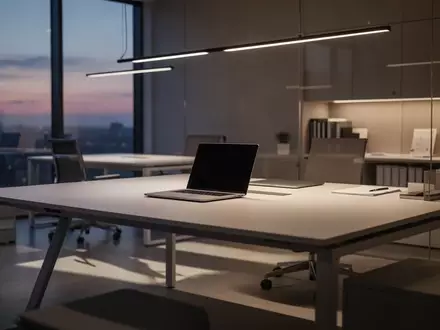 Ein moderner, aufgeräumter Büroarbeitsplatz mit einem geschlossenen Laptop in einer ruhigen, professionellen Umgebung. - Foto: über boerse-global.de