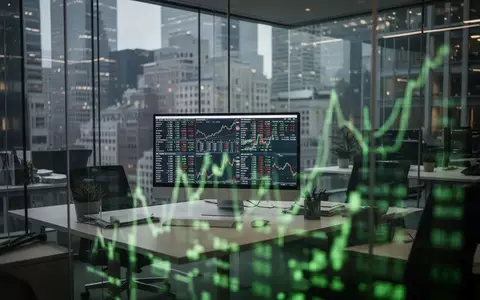 Ein moderner, verschwommener Blick auf einen Handelsarbeitsplatz mit grünen Lichtreflexen, der eine positive Finanzstimmung symbolisiert. - Foto: über boerse-global.de