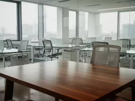Ein minimalistisch gestalteter, moderner Büroarbeitsplatz mit leeren Schreibtischen und natürlichem Lichteinfall. - Foto: über boerse-global.de