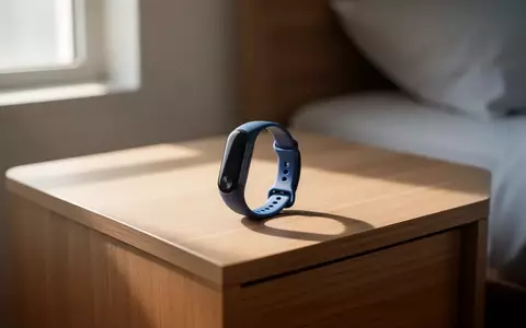 Ein moderner Fitness-Tracker in Blau liegt auf einem minimalistischen Nachttisch in einem hellen Schlafzimmer. - Foto: über boerse-global.de