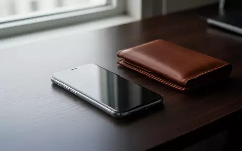 Ein Smartphone liegt neben einer Geldbörse auf einem dunklen Holztisch als Symbol für digitale Betrugsgefahren. - Foto: über boerse-global.de