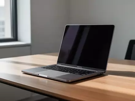 Ein moderner, minimalistischer Arbeitsplatz mit einem Laptop auf einem Schreibtisch bei natürlichem Lichteinfall. - Foto: über boerse-global.de