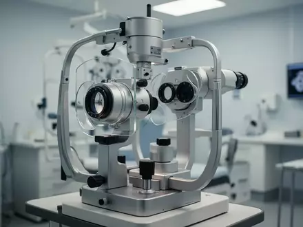 Hochmodernes medizinisches Gerät zur Netzhautaufnahme in einer hellen Klinik. - Foto: über boerse-global.de