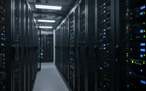 Dunkler Serverraum einer Behörde mit beleuchteten Serverracks in einer modernen IT-Infrastruktur. - Foto: über boerse-global.de