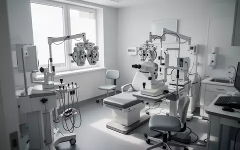 Eine leere, modern eingerichtete augenärztliche Praxis mit medizinischen Geräten in hellem, natürlichem Licht. - Foto: über boerse-global.de
