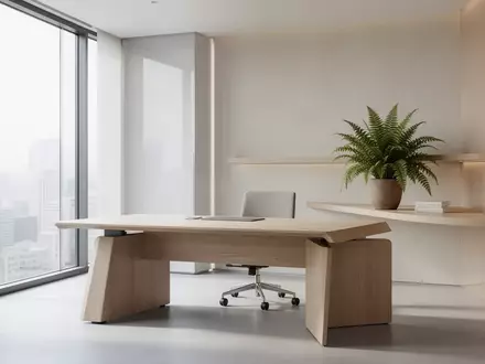 Ein minimalistisches, helles Büro mit einem sauberen Schreibtisch und einer Pflanze, das eine ruhige, professionelle Atmosphäre vermittelt. - Foto: über boerse-global.de