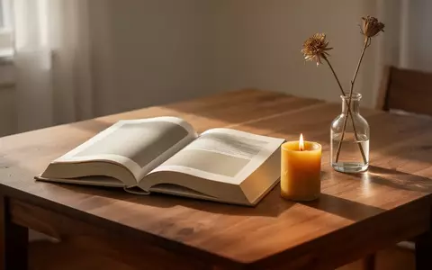 Ein offenes Buch und eine einzelne Blume auf einem Holztisch in einer ruhigen, hellen Umgebung. - Foto: über boerse-global.de