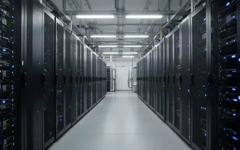 Moderne industrielle Serverinfrastruktur in einer deutschen Industrieanlage mit blauen Statusleuchten. - Foto: über boerse-global.de