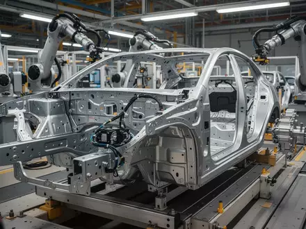 Ein teilweise montiertes Elektroauto-Chassis in einer modernen europäischen Automobilfabrik. - Foto: über boerse-global.de
