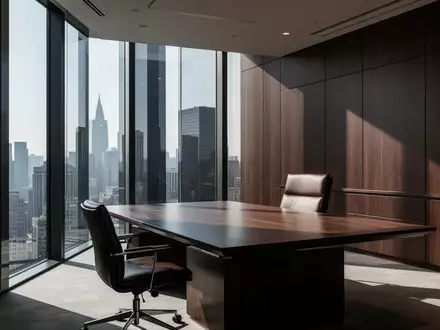 Modernes, leeres Büro einer Anwaltskanzlei mit minimalistischer Einrichtung und natürlichem Lichteinfall. - Foto: über boerse-global.de