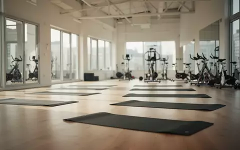 Heller, moderner Fitnessraum mit leeren Yogamatten und Sportgeräten in einer ruhigen, professionellen Umgebung. - Foto: über boerse-global.de