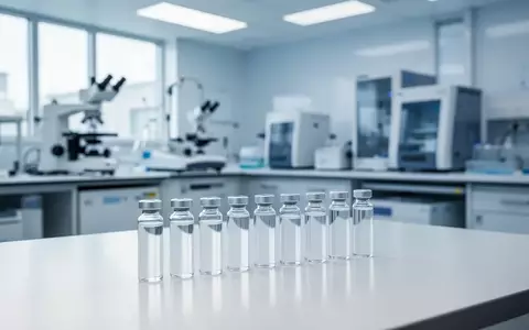 Moderne medizinische Laborumgebung mit sterilen Glasfläschchen auf einer weißen Oberfläche. - Foto: über boerse-global.de