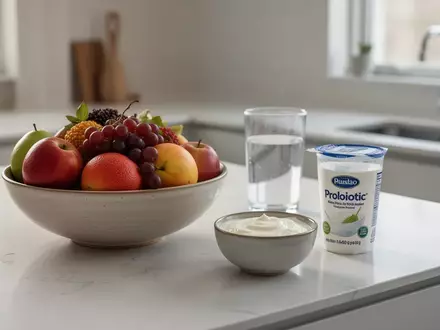 Eine Schale mit Joghurt und frischem Obst auf einer Küchentheke bei natürlichem Morgenlicht. - Foto: über boerse-global.de
