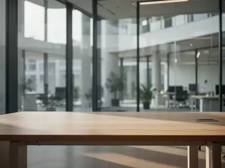Ein leerer, moderner Büroarbeitsplatz in einem deutschen Unternehmen bei hellem Tageslicht. - Foto: über boerse-global.de