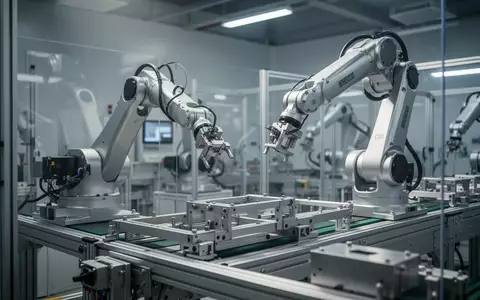 Eine moderne Fertigungsanlage für humanoide Roboter in China mit metallischen Bauteilen auf einer Produktionslinie. - Foto: über boerse-global.de