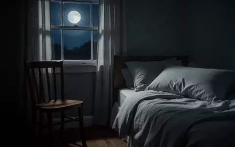 Ein ruhiges, nächtliches Schlafzimmer mit weichem Mondlicht, das eine Atmosphäre der Erholung und Stille vermittelt. - Foto: über boerse-global.de