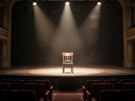 Eine leere Theaterbühne mit einem einzelnen Stuhl im Scheinwerferlicht in einem historischen Gebäude. - Foto: über boerse-global.de