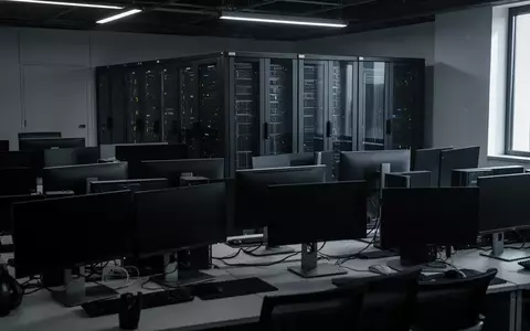 Leere, modern ausgestattete Büroarbeitsplätze mit ausgeschalteten Monitoren in einem Tech-Unternehmen. - Foto: über boerse-global.de