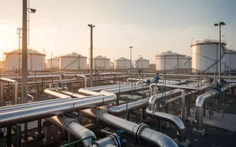 Moderne Energieinfrastruktur mit Pipelines und Speichertanks in einer industriellen Anlage bei Sonnenuntergang. - Foto: über boerse-global.de