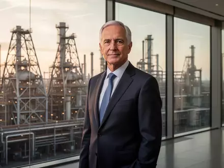 Ein leitender Manager in einem modernen Büro mit Blick auf ein Stahlwerk. - Foto: über boerse-global.de