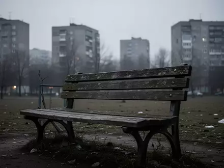 Ein einsamer Parkbank in einer urbanen Umgebung bei grauem Wetter, die ein Gefühl von Isolation und Altersarmut vermittelt. - Foto: über boerse-global.de