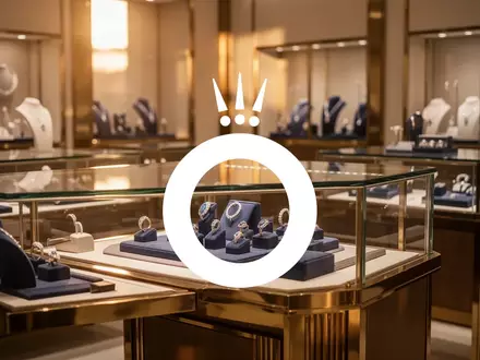Elegantes Interieur eines Luxus-Schmuckgeschäfts mit sanfter Beleuchtung und glänzenden Glasvitrinen. - Foto: über boerse-global.de
