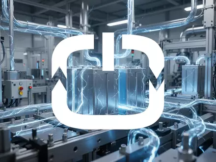 Abstrakte Darstellung von Batterietechnologie und industrieller Fertigung in einem modernen, technologischen Umfeld. - Foto: über boerse-global.de