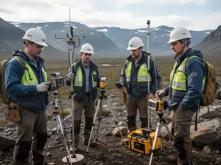 Geologen bei der Durchführung von IP-Messungen in einer abgelegenen Naturlandschaft. - Foto: über boerse-global.de