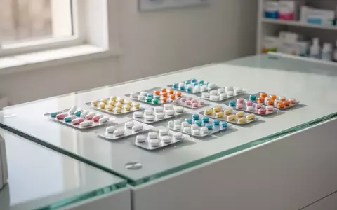 Verschiedene Medikamentenpackungen und Blister auf einem sauberen Apothekentresen bei natürlichem Licht. - Foto: über boerse-global.de