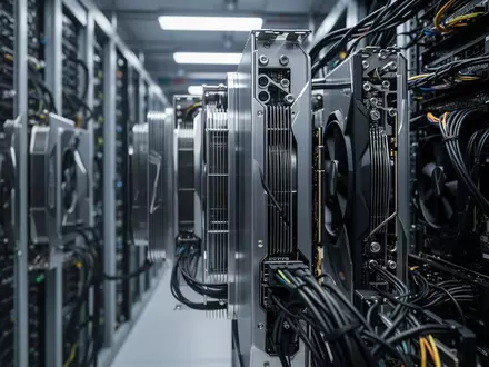 Reihen von Hochleistungs-Server-Racks in einem modernen Rechenzentrum für KI-Infrastruktur. - Foto: über boerse-global.de